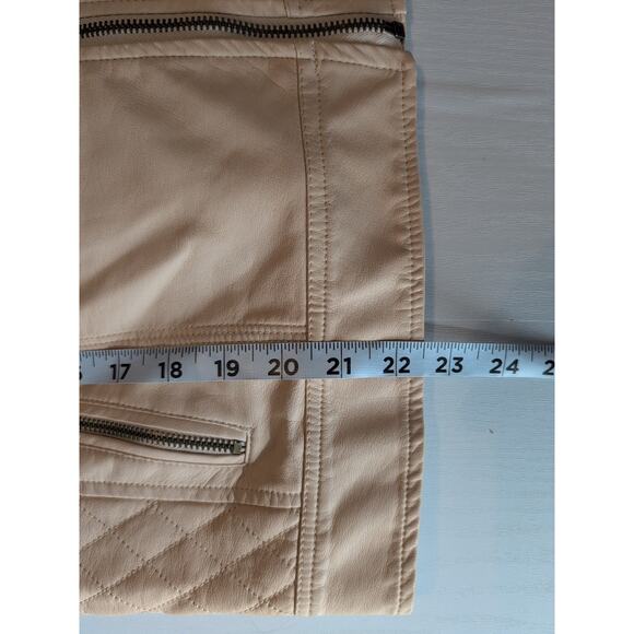 American Rag Jacket Womens L Pink Faux Leather Moto Full Zip Quilted Biker Style - Picture 13 of 15